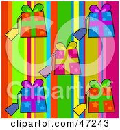 Clipart Illustration Of A Digital Collage Of Star Gifts With Tags On A Colorful Background by Prawny