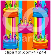 Poster, Art Print Of Digital Collage Of Birthday Cakes On Rainbow Stripes