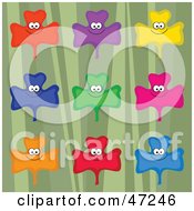 Clipart Illustration Of A Digital Collage Of Happy Colorful Clovers On Green