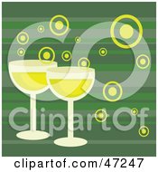 Clipart Illustration Of A Green Background With Bubbly Champagne by Prawny