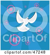 Clipart Illustration Of A White Dove On A Blue Background With Pink Circles