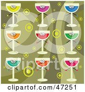 Poster, Art Print Of Digital Collage Of Colorful Drinks On A Retro Circle Background