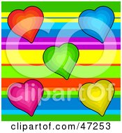 Clipart Illustration Of A Rainbow Background With Colorful Hearts
