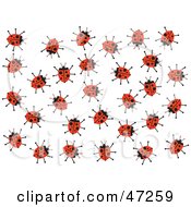 Clipart Illustration Of A White Background With Scattered Ladybugs