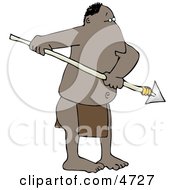 Native American Man Holding A Sharp Pointed Spear