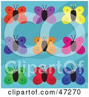 Clipart Illustration Of A Digital Collage Of Colorful Butterflies On Blue by Prawny