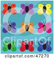 Poster, Art Print Of Digital Collage Of Colorful Butterflies On Blue