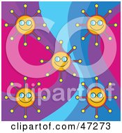 Poster, Art Print Of Digital Collage Of Happy Suns On A Retro Colorful Background