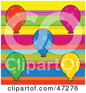 Royalty Free RF Clipart Illustration Of A Colorful Striped Background Of Star Patterned Balloons by Prawny