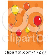 Poster, Art Print Of Orange Background Of Floating Balloons