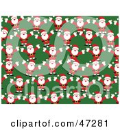 Poster, Art Print Of Green Background Of Happy Santas