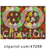 Royalty Free RF Clipart Illustration Of A Brown Background Of Scribble Christmas Trees by Prawny