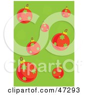 Royalty Free RF Clipart Illustration Of A Green Background Of Orange Christmas Ornaments by Prawny