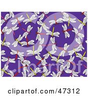 Poster, Art Print Of Purple Background Of Crowded Dragonflies