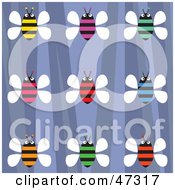 Royalty Free RF Clipart Illustration Of A Retro Purple Background With Colorful Honey Bees by Prawny
