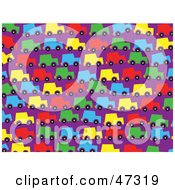 Poster, Art Print Of Purple Background Of Colorful Cars In Traffic