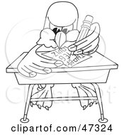 Royalty Free RF Clipart Illustration Of A Bald Eagle Hawk Or Falcon Student Outline