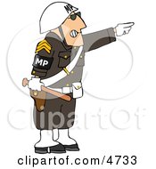 Angry Male MP Officer Directing People To Move By Pointing His Finger Clipart by djart
