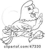 Royalty Free RF Clipart Illustration Of A Bald Eagle Hawk Or Falcon Running Outline