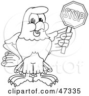 Poster, Art Print Of Bald Eagle Hawk Or Falcon Holding A Stop Sign Outline
