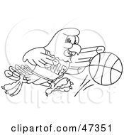 Poster, Art Print Of Bald Eagle Hawk Or Falcon Dribbling A Ball Outline