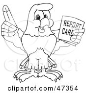 Poster, Art Print Of Bald Eagle Hawk Or Falcon Holding A Report Card Outline
