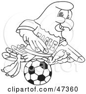 Poster, Art Print Of Bald Eagle Hawk Or Falcon Playing Soccer Outline