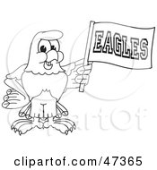 Poster, Art Print Of Bald Eagle Hawk Or Falcon Waving An Eagles Flag Outline