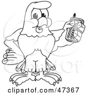 Poster, Art Print Of Bald Eagle Hawk Or Falcon Holding A Cell Phone Outline