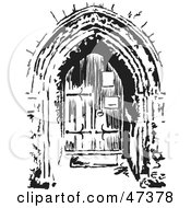 Poster, Art Print Of Black And White Sketched Church Doorway
