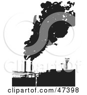 Royalty Free RF Clipart Illustration Of A Factory Emitting Smoke Into The Air by Prawny