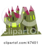 Poster, Art Print Of Green Mansion With A Purple Roof