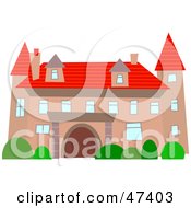Poster, Art Print Of Fancy Pink Mansion With A Red Roof