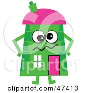 Royalty Free RF Clipart Illustration Of A Confused Green Cartoon House Character by Prawny