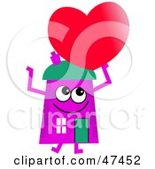 Royalty Free RF Clipart Illustration Of A Purple Cartoon House Character Holding A Heart