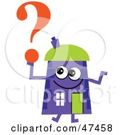Royalty Free RF Clipart Illustration Of A Purple Cartoon House Character With A Question Mark