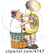 German Tuba Player Practicing By Himself Clipart