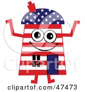 Poster, Art Print Of Patriotic American Flag Cartoon House Character