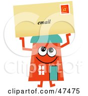Poster, Art Print Of Orange Cartoon House Character With Email