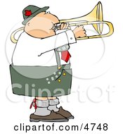 Male German Trombone Player Playing His Brass Instrument By Himself