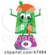 Poster, Art Print Of Green Cartoon House Character On A Scale