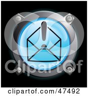 Poster, Art Print Of Glowing Blue Exclamation Envelope Button