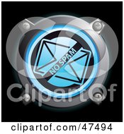 Poster, Art Print Of Glowing Blue No Spam Envelope Button