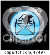 Royalty Free RF Clipart Illustration Of A Glowing Blue Arrow And Letter In An Envelope Button by Frog974