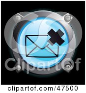 Poster, Art Print Of Glowing Blue X Envelope Button