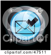 Poster, Art Print Of Glowing Blue Check Envelope Button