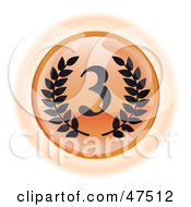 Royalty Free RF Clipart Illustration Of An Orange Third Place Button by Frog974