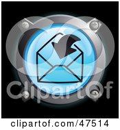Poster, Art Print Of Glowing Blue Arrow Going In An Envelope Button