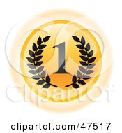 Royalty Free RF Clipart Illustration Of A Yellow First Place Button