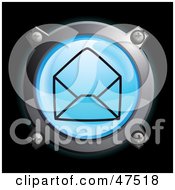 Poster, Art Print Of Glowing Blue Open Envelope Button